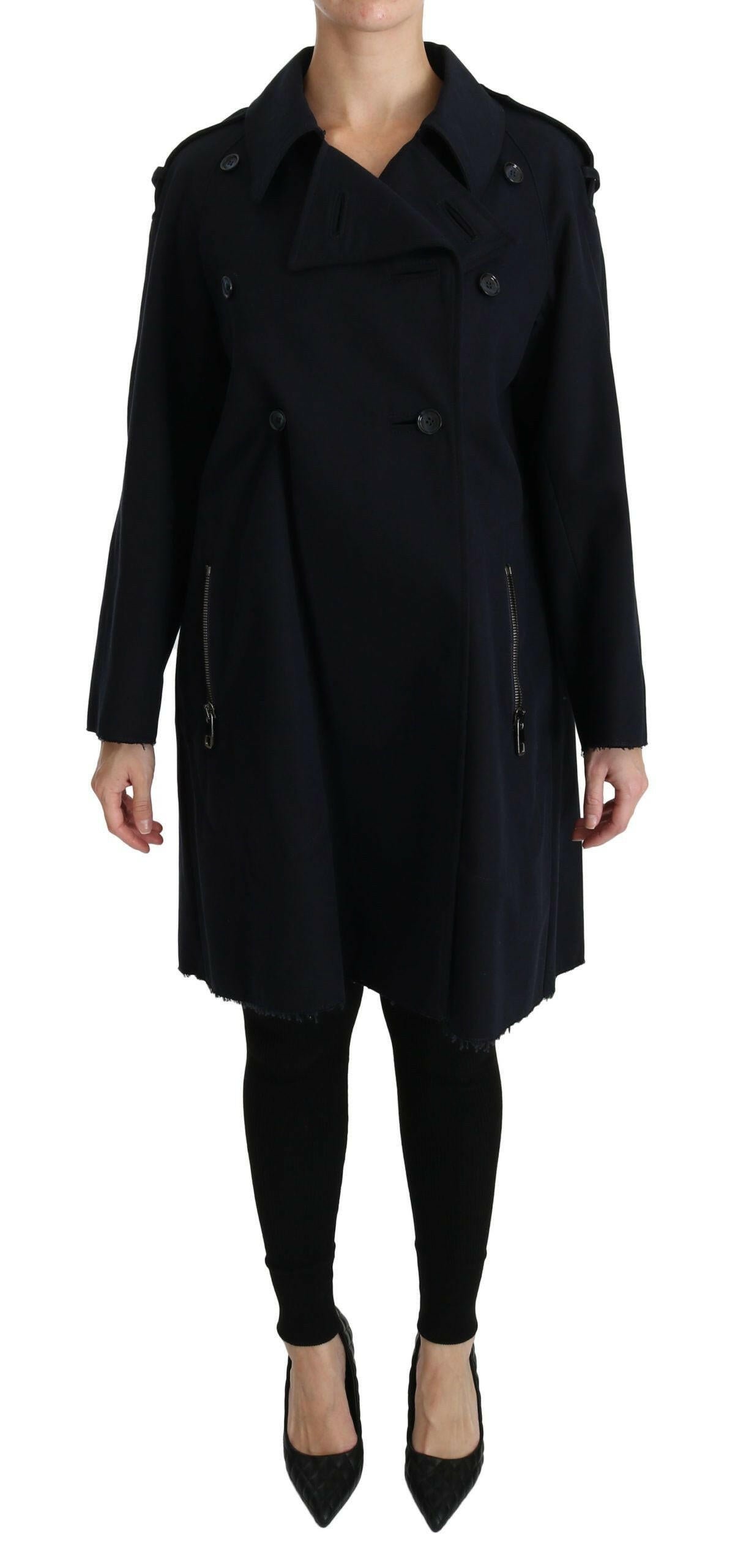 Dolce & Gabbana Coat Blue Cotton Women Trench Jacket -   -  Dolce & Gabbana.