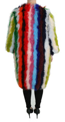Dolce & Gabbana Multicolor Turkey Feather Cape Fur Coat - - Dolce & Gabbana.