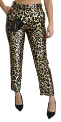 Dolce & Gabbana Brown Leopard Sequined High Waist Pants -   -  Dolce & Gabbana.