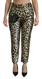 Dolce & Gabbana Brown Leopard Sequined High Waist Pants -   -  Dolce & Gabbana.