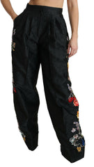Dolce & Gabbana Black Brocade Floral Sequined Beaded Pants -   -  Dolce & Gabbana.
