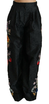 Dolce & Gabbana Black Brocade Floral Sequined Beaded Pants -   -  Dolce & Gabbana.