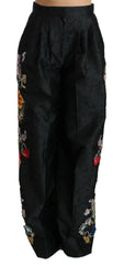 Dolce & Gabbana Black Brocade Floral Sequined Beaded Pants -   -  Dolce & Gabbana.