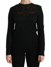 Dolce & Gabbana Black Silk Lace Crew Neck Long Sleeve Blouse -   -  Dolce & Gabbana.