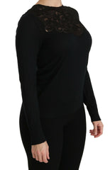 Dolce & Gabbana Black Silk Lace Crew Neck Long Sleeve Blouse -   -  Dolce & Gabbana.