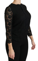 Dolce & Gabbana Black Lace Long Sleeve Nylon Blouse -   -  Dolce & Gabbana.