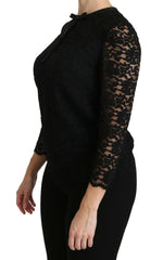 Dolce & Gabbana Black Lace Long Sleeve Nylon Blouse -   -  Dolce & Gabbana.