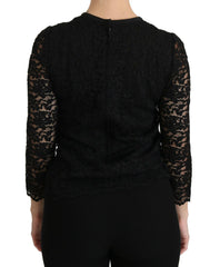 Dolce & Gabbana Black Lace Long Sleeve Nylon Blouse -   -  Dolce & Gabbana.