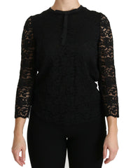 Dolce & Gabbana Black Lace Long Sleeve Nylon Blouse -   -  Dolce & Gabbana.