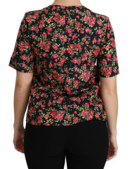 Dolce & Gabbana Black Floral Roses Short Sleeve Top Blouse -   -  Dolce & Gabbana.