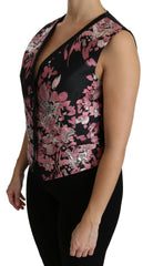 Dolce & Gabbana Black Pink Floral Waistcoat Vest Blouse Top -   -  Dolce & Gabbana.