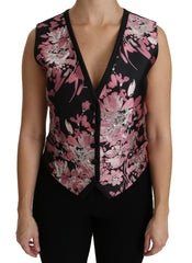 Dolce & Gabbana Black Pink Floral Waistcoat Vest Blouse Top -   -  Dolce & Gabbana.