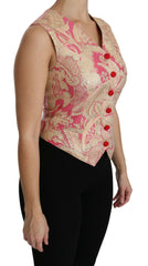 Dolce & Gabbana Pink Gold Brocade Waistcoat Vest Blouse Top -   -  Dolce & Gabbana.