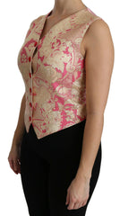 Dolce & Gabbana Pink Gold Brocade Waistcoat Vest Blouse Top -   -  Dolce & Gabbana.
