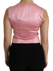 Dolce & Gabbana Pink Gold Brocade Waistcoat Vest Blouse Top -   -  Dolce & Gabbana.