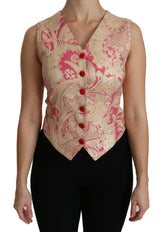 Dolce & Gabbana Pink Gold Brocade Waistcoat Vest Blouse Top -   -  Dolce & Gabbana.