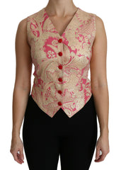 Dolce & Gabbana Pink Gold Brocade Waistcoat Vest Blouse Top -   -  Dolce & Gabbana.