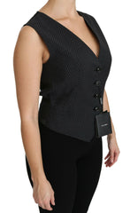 Dolce & Gabbana Black Dotted Waistcoat Vest Blouse Top -   -  Dolce & Gabbana.