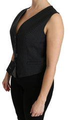 Dolce & Gabbana Black Dotted Waistcoat Vest Blouse Top -   -  Dolce & Gabbana.