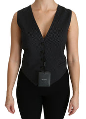 Dolce & Gabbana Black Dotted Waistcoat Vest Blouse Top -   -  Dolce & Gabbana.