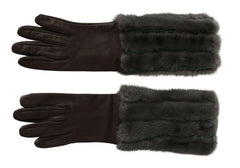 Dolce & Gabbana Brown Mid Arm Length Leather Fur Gloves - - Dolce & Gabbana.
