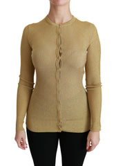 Dolce & Gabbana Gold Long Sleeve Cardigan Viscose Sweater -   -  Dolce & Gabbana.