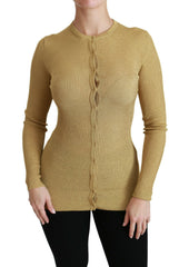Dolce & Gabbana Gold Long Sleeve Cardigan Viscose Sweater -   -  Dolce & Gabbana.