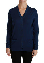 Dolce & Gabbana Blue Button Cardigan Virgin Wool Sweater -   -  Dolce & Gabbana.