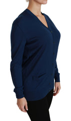 Dolce & Gabbana Blue Button Cardigan Virgin Wool Sweater -   -  Dolce & Gabbana.