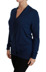 Dolce & Gabbana Blue Button Cardigan Virgin Wool Sweater -   -  Dolce & Gabbana.