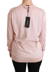 Dolce & Gabbana Pink Floral Embellished Pullover Silk Sweater -   -  Dolce & Gabbana.