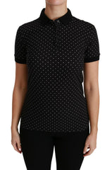 Dolce & Gabbana Black Dotted Collared Polo Shirt Cotton Top -   -  Dolce & Gabbana.