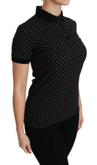 Dolce & Gabbana Black Dotted Collared Polo Shirt Cotton Top -   -  Dolce & Gabbana.