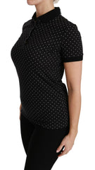 Dolce & Gabbana Black Dotted Collared Polo Shirt Cotton Top -   -  Dolce & Gabbana.