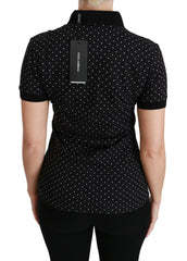 Dolce & Gabbana Black Dotted Collared Polo Shirt Cotton Top -   -  Dolce & Gabbana.