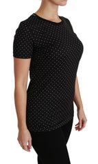 Dolce & Gabbana Black Dotted Crewneck Cotton Top T-shirt -   -  Dolce & Gabbana.