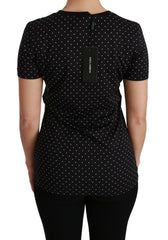 Dolce & Gabbana Black Dotted Crewneck Cotton Top T-shirt -   -  Dolce & Gabbana.