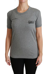 Dolce & Gabbana Gray Crewneck Amore Patch Cotton Top T-shirt -   -  Dolce & Gabbana.