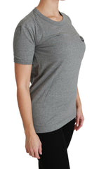 Dolce & Gabbana Gray Crewneck Amore Patch Cotton Top T-shirt -   -  Dolce & Gabbana.