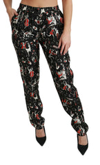 Dolce & Gabbana Black Silk Instrument Mid Waist Pants -   -  Dolce & Gabbana.