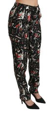 Dolce & Gabbana Black Silk Instrument Mid Waist Pants -   -  Dolce & Gabbana.
