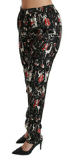 Dolce & Gabbana Black Silk Instrument Mid Waist Pants -   -  Dolce & Gabbana.