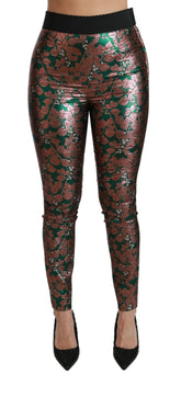 Dolce & Gabbana Green Bronze Leaf Tights Skinny Pants -   -  Dolce & Gabbana.
