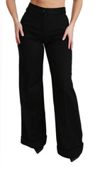 Dolce & Gabbana Black Wide Leg Flared Trouser Cashmere Pants -   -  Dolce & Gabbana.