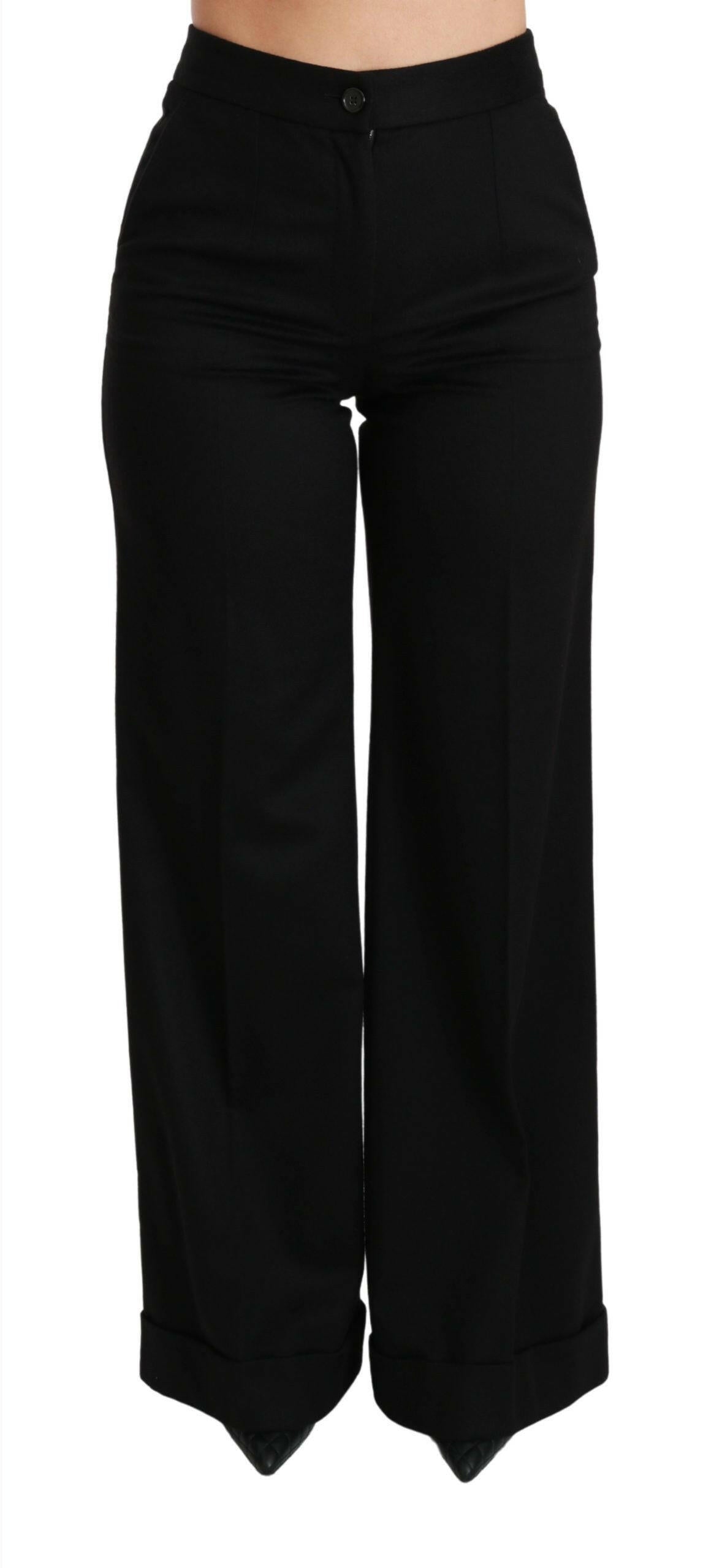 Dolce & Gabbana Black Wide Leg Flared Trouser Cashmere Pants -   -  Dolce & Gabbana.