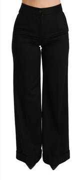 Dolce & Gabbana Black Wide Leg Flared Trouser Cashmere Pants -   -  Dolce & Gabbana.
