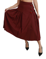 Dolce & Gabbana Red High Waist Pleated Maxi Wool Skirt -   -  Dolce & Gabbana.