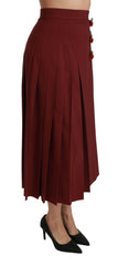 Dolce & Gabbana Red High Waist Pleated Maxi Wool Skirt -   -  Dolce & Gabbana.