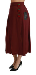 Dolce & Gabbana Red High Waist Pleated Maxi Wool Skirt -   -  Dolce & Gabbana.