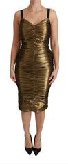 Dolce & Gabbana Gold Metallic Stretch Bodycon Ruched Dress -   -  Dolce & Gabbana.